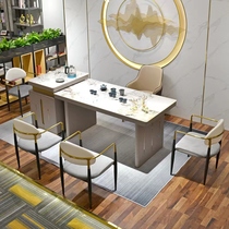 Light luxury rock plate high-end multi-function tea table Table Table Table Modern minimal household office mobile dining table and chair can be customized