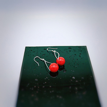 Large Lacquer Beads Handstring Rhinoceros Leather Lacquered Ware Traditional Wood Tire Big Lacquer Snail Platinum Craft Lacquer Earrings