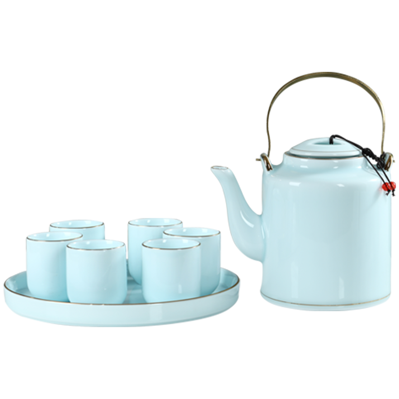 High - grade celadon jingdezhen ceramic tea set teapot teacup key-2 luxury kung fu suit household saucer consolidation