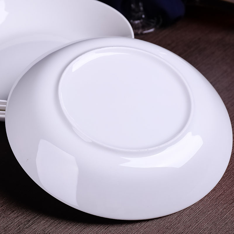 Ipads China tableware dishes home soup plate deep dish jingdezhen ceramic round plate pure white contracted fruit dish