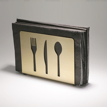 Brass Nordic simple vertical rectangular knife and fork Coffee hotel restaurant dining table paper towel rack letter clip
