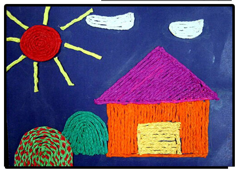 包邮彩色纸绳粘贴画绳子拼贴画幼儿园环境布置吊饰毛线贴画手工