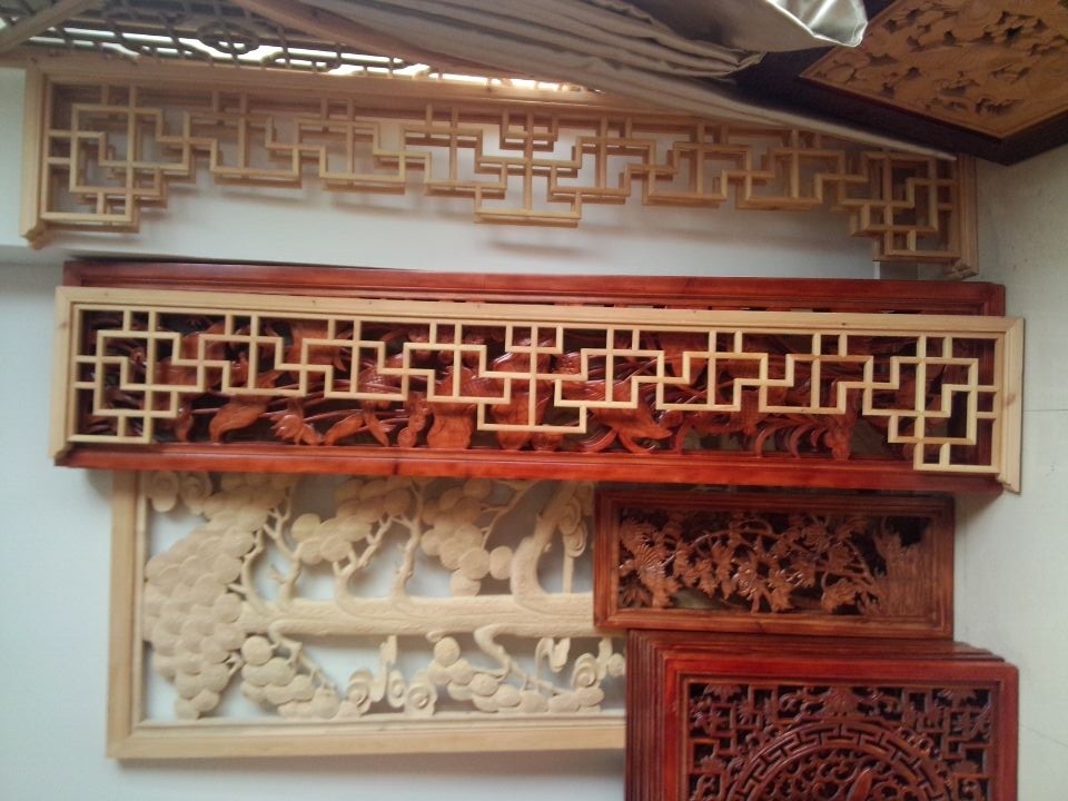 东阳木雕实木挂落仿古门窗花格雕花镂空吊顶隔断