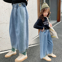 2020 Spring wear new childrens clothing girls denim wide leg pants
