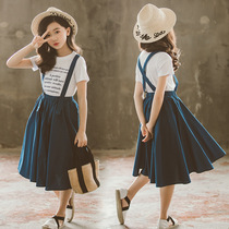 Girls Summer Set 2020 New Tong Tong Childrens Cotton Short Sleeve T-Shirt Skirt Set