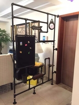 Custom Wrought iron industrial water pipe screen partition Living room floor-to-ceiling screen water pipe European style entrance shelf