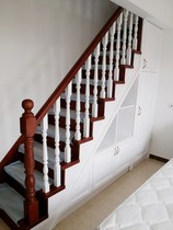 Customized all solid wood stairs indoor home Villa attic leaping stair guardrail railing handrail column stepping board