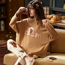 5XL yard pyjamas female spring autumn style pure cotton long sleeves 2022 new fall big code fat mm200 catty winter suit