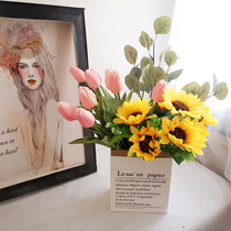 Tulip Sunflower Simulation Bouquet Nordic Ins Wind Living Room Table Swing Piece Fake Flower Room Decorated With Flowers Silk Flowers