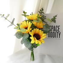 Nordic New Sunflower Fake Flower Emulation Floral Furnishing Living-room Table Bedroom Floral Bouquet Yugali Leaf Floral Swing Piece