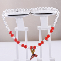 Mermaid Princess Necklace Man Fish Tail Red Crystal Beaded Cartoon Children Necklace Female Neck Pendant Accessories