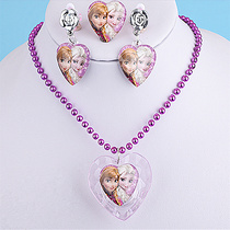 Girl Princess Luminous Necklace Set Love Sa Anna Earrings Ring Girl Luminous Baby Flash Pendant Accessories