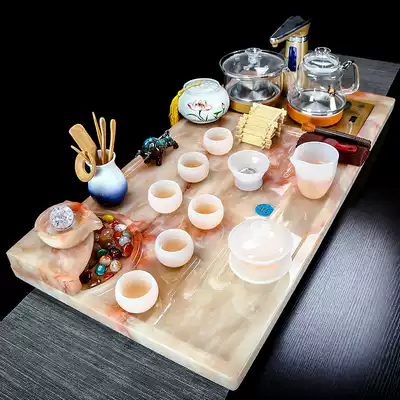 High-end tea set set light luxury home simple jade tea tray full automatic integrated European Stone tea table living room