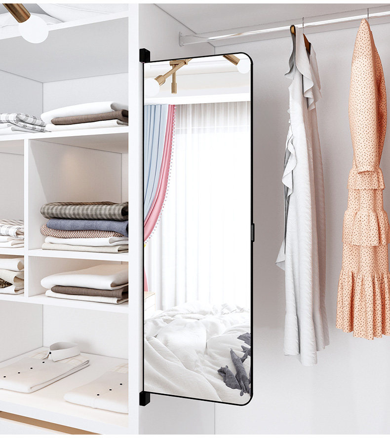 衣柜镜子全身镜内置推拉隐藏旋转试衣镜平开内装隐形折叠穿衣镜