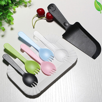 High-end birthday cake knife and fork plate plastic paper plate set disposable cake knife and fork color combination customization