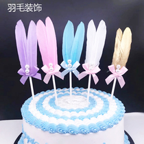 Dessert cake decoration card Angel White Feather Wings cake flag wing beautiful cake ornaments flag planting