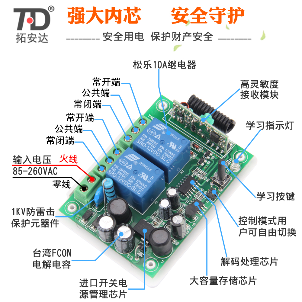 tuoanda 220 v motor forward and reverse remote control switch wireless shed shutter machine remote control switch two ways