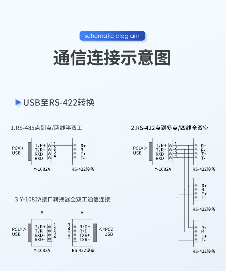 优越者usb转485/422串口线工业级九针通讯模块转换器数据线rs485