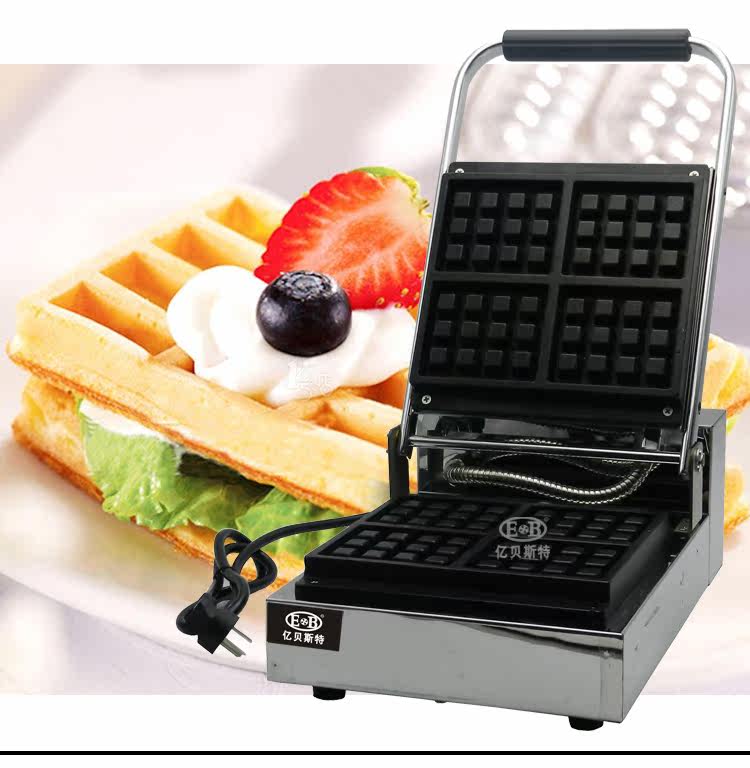 新款亿贝斯特方形松饼机加厚台式烤饼机商业专用华夫饼机正品包邮