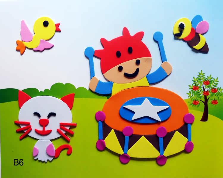 eva贴画幼儿童手工玩具品3d立体制作贴纸diy海绵纸拼图拼贴粘贴画
