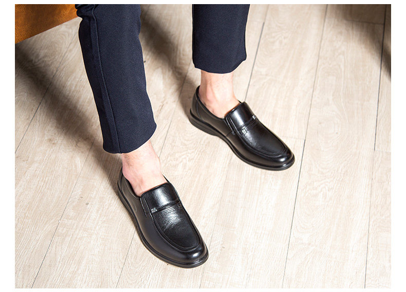 日泰男鞋商务正装皮鞋套脚真皮爸爸鞋中老年皮鞋防滑牛筋底鞋子男
