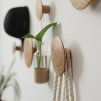 Solid Wood creative mushroom hanging hook Japanese living room bedroom porch coat rack modern simple round wooden adhesive hook