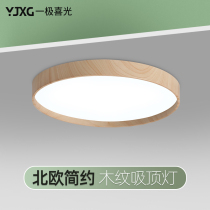 Ceiling light led Nordic simple wood grain color bedroom light brown small room light silver study cloakroom light