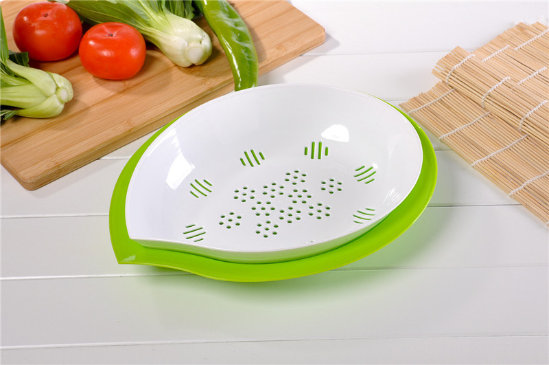 豪丰双层沥水饺子盘塑料滤水盘沥水篮瓜果盘水果盘沙拉盘创意时尚