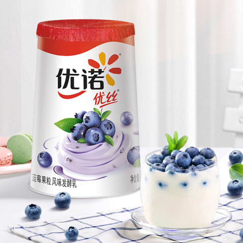 yoplait优诺法式优丝低温乳酸菌果粒生牛乳早餐蓝莓酸奶 6杯整箱