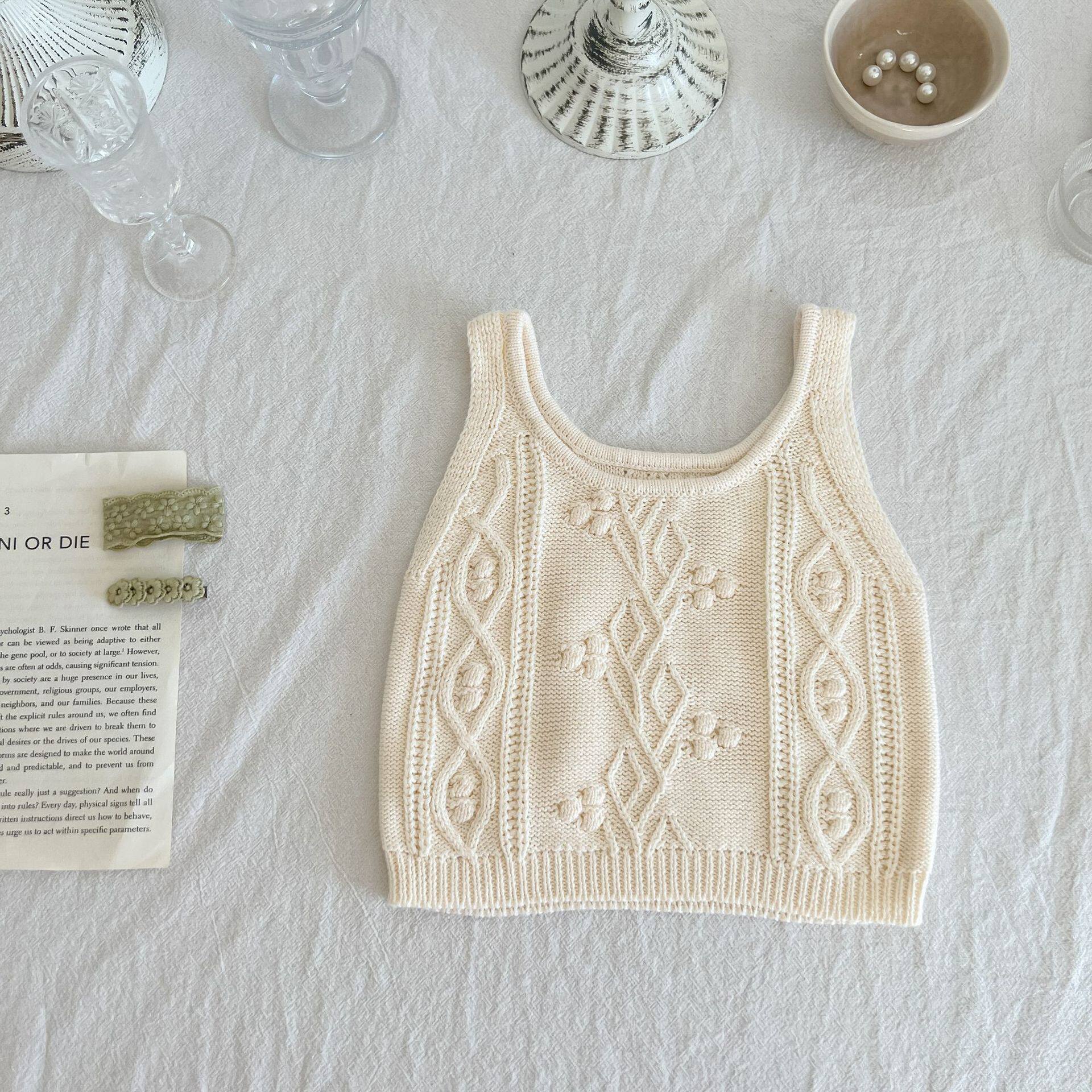 秋冬季女宝宝复古针织衫背心中小童婴儿毛线吊带马甲洋气上衣韩版