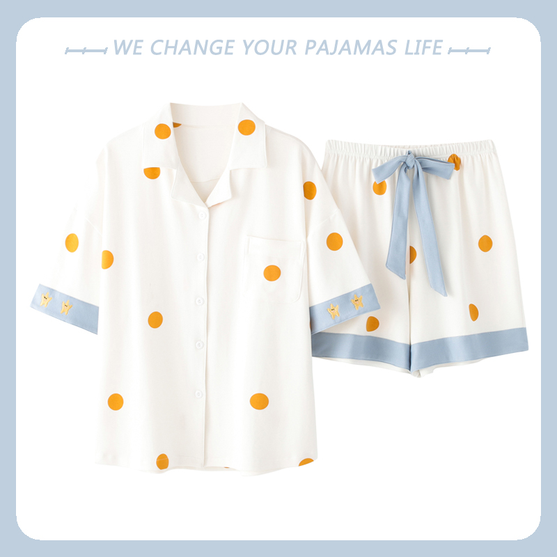 Yu Zhaolin pajamas female summer 2022 new thin section cotton short-sleeved shorts home service spring two-piece suit (20509:1181052572:size:3XL size recommended 160-180 kg;1627207:18631730611:Color classification:YZL-LFT2207)