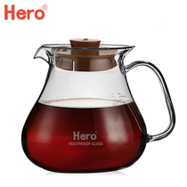 Hero hand punch coffee pot glass can be heated high temperature resistant glass coffee pot set home sharing pot