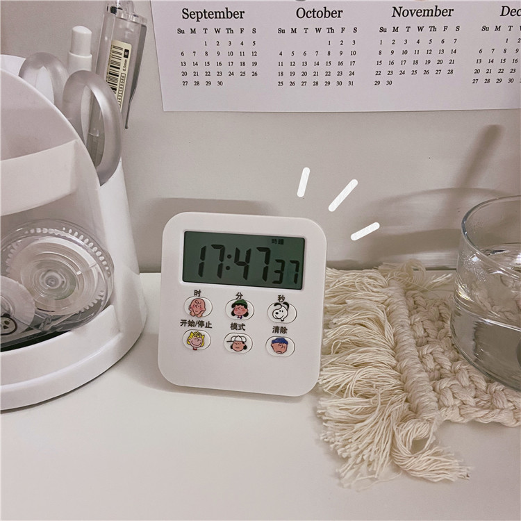 ins韓風簡約可愛史努比計時器迷你時鐘鬧鐘學生做題提醒時間管理