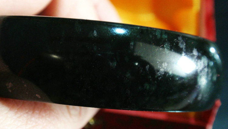 新疆和田玉纯天然黑碧玉手镯 墨碧玉 正品精选可做信物直径62毫米