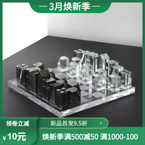 Home decoration transparent acrylic chessboard ornaments European luxury living room desktop decorations