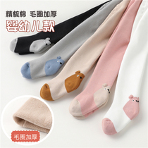 Baby thick pantyhose baby stockings autumn and winter foreign wear childrens wool ring plus velvet baby leggings