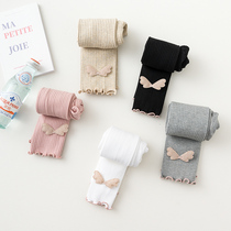 Girls leggings Spring and Autumn Childrens Dance Socks Cotton Thin Baby ankle-length pants Socks Vertical Wings Bow Socks