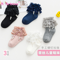 3 pairs of girls lace socks spring and autumn children socks cotton white princess socks girls baby lace socks
