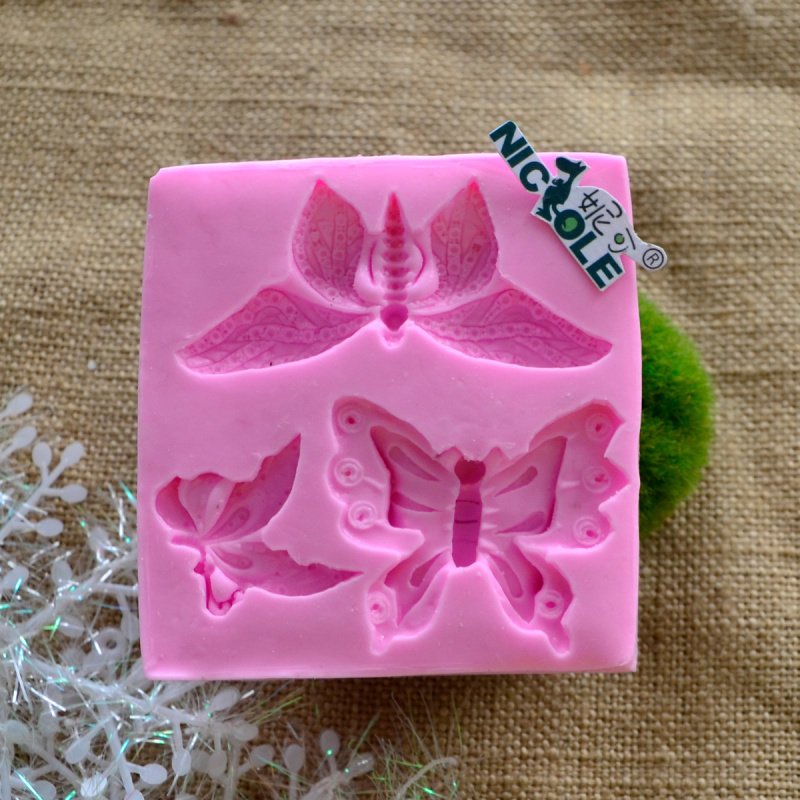 妮可蝴蝶巧克力模具 diy翻糖蛋糕装饰工具 陶泥粘土硅胶模 f1071