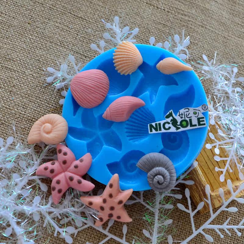 妮可海螺巧克力模具 海洋贝壳翻糖蛋糕装饰工具 粘土硅胶模f1049