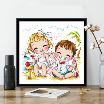 Cross stitch 2021 New thread embroidery small pieces Korean cute anime cartoon couple bedroom childrens room simple embroidery