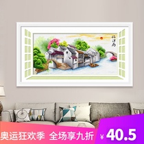 Cross stitch 2021 new thread embroidery simple modern living room bedroom entrance memory Jiangnan hanging painting landscape series embroidery