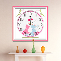 Cross stitch clock 2021 New Line embroidery living room bedroom cartoon simple modern self embroidered handmade small pieces simple