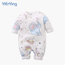Baby cotton one-piece clothes spring and autumn clothes cute super cute baby long sleeve ha clothes climbing clothes 3 Months 6 newborn clothes