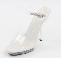 Bodybuilding competition miss Bikini crystal shoes front desk 2 heels 12 cm leather sweat-absorbing non-slip bottom