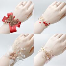Eurostyle creative fabric Korean bridal hand ring wrist floral simple fairy minimalist hand floral delicate sisterhood upscale