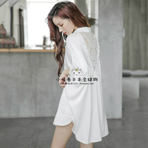 Japan you gelato pique summer nightgown women ice silk sexy long lace shirt autumn pajamas