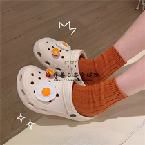 Japan GP cute cartoon bag head sandals female summer outside wearing non-slip ins tide nurse cave cave shoes beach
