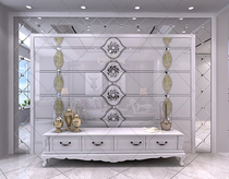 Patchwork mirror glass background wall art glass clip wire craft TV wall European-style modern diamond decoration tea gray black mirror