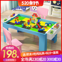 Children Building Blocks Table Multifunction Gaming Table Toy Table Boy Girl Baby Puzzle Assembly Compatible